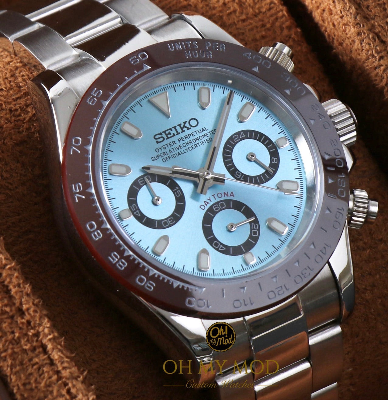 Seiko Mod Daytona "Azul hielo platino"