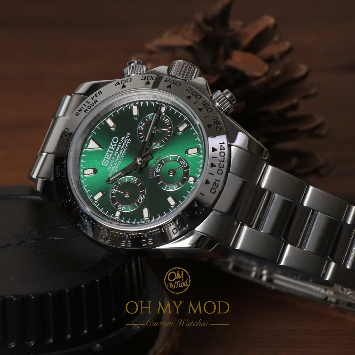 Seiko Mod Daytona "Plata y verde"