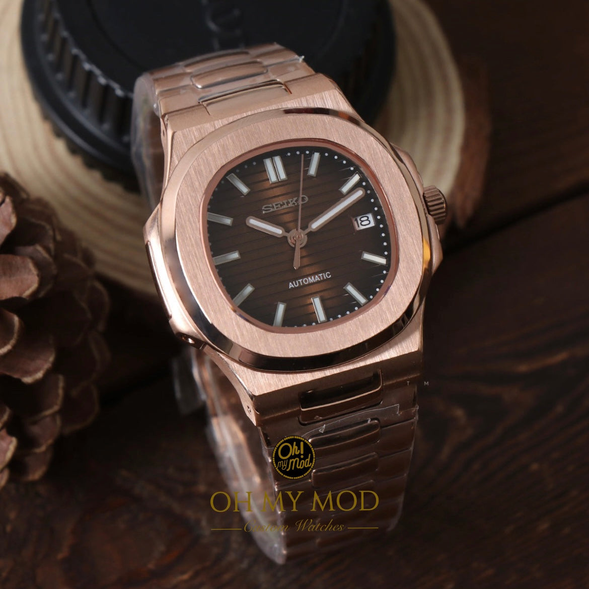 Seiko Mod Nautilus "Oro rosa y chocolate"