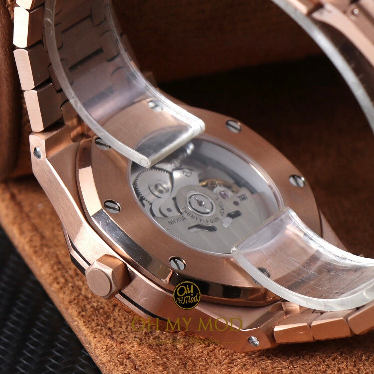 Seiko Mod Royal Oak "Esqueleto de oro rosa"