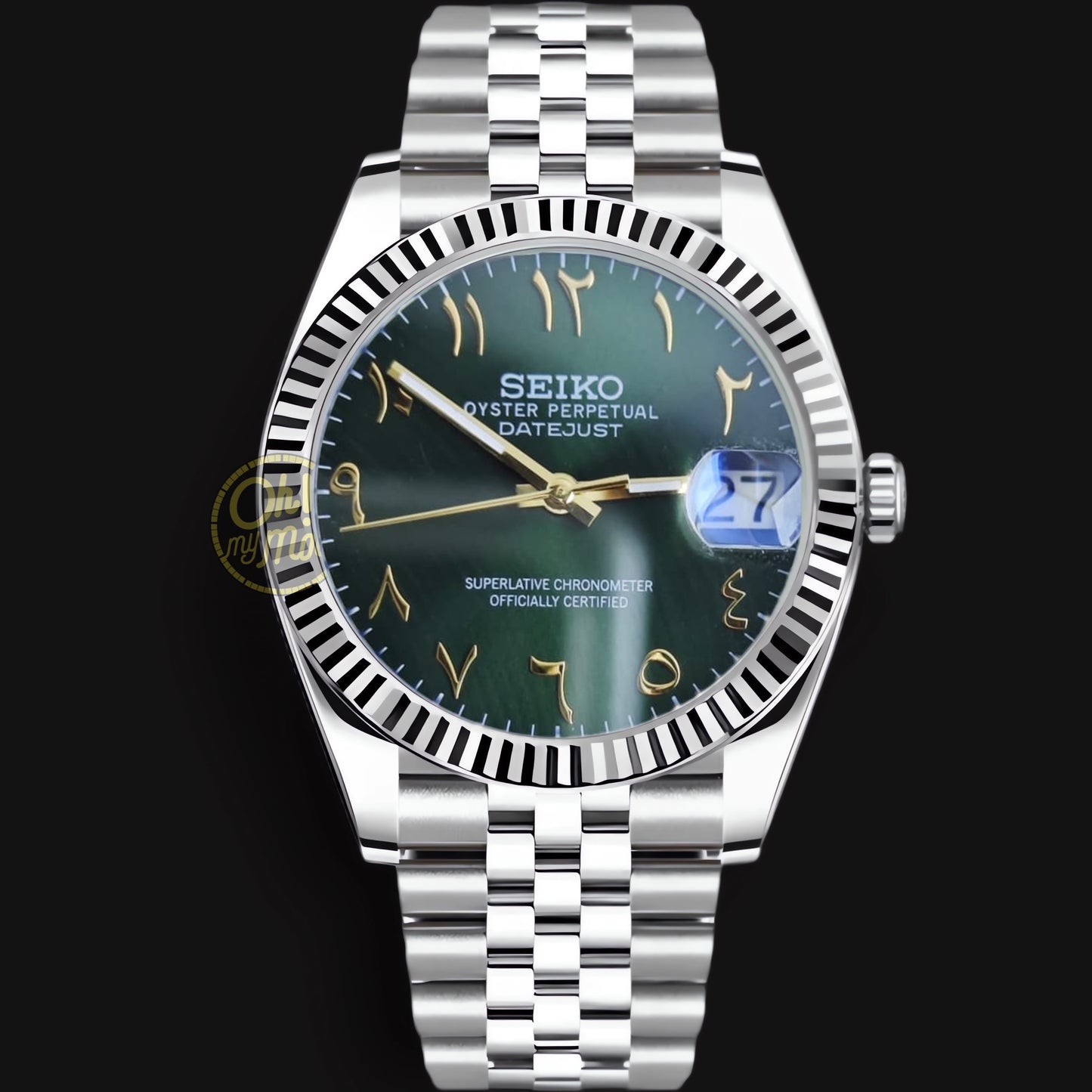 Seiko Mod Datejust "Green & Gold Arabic"