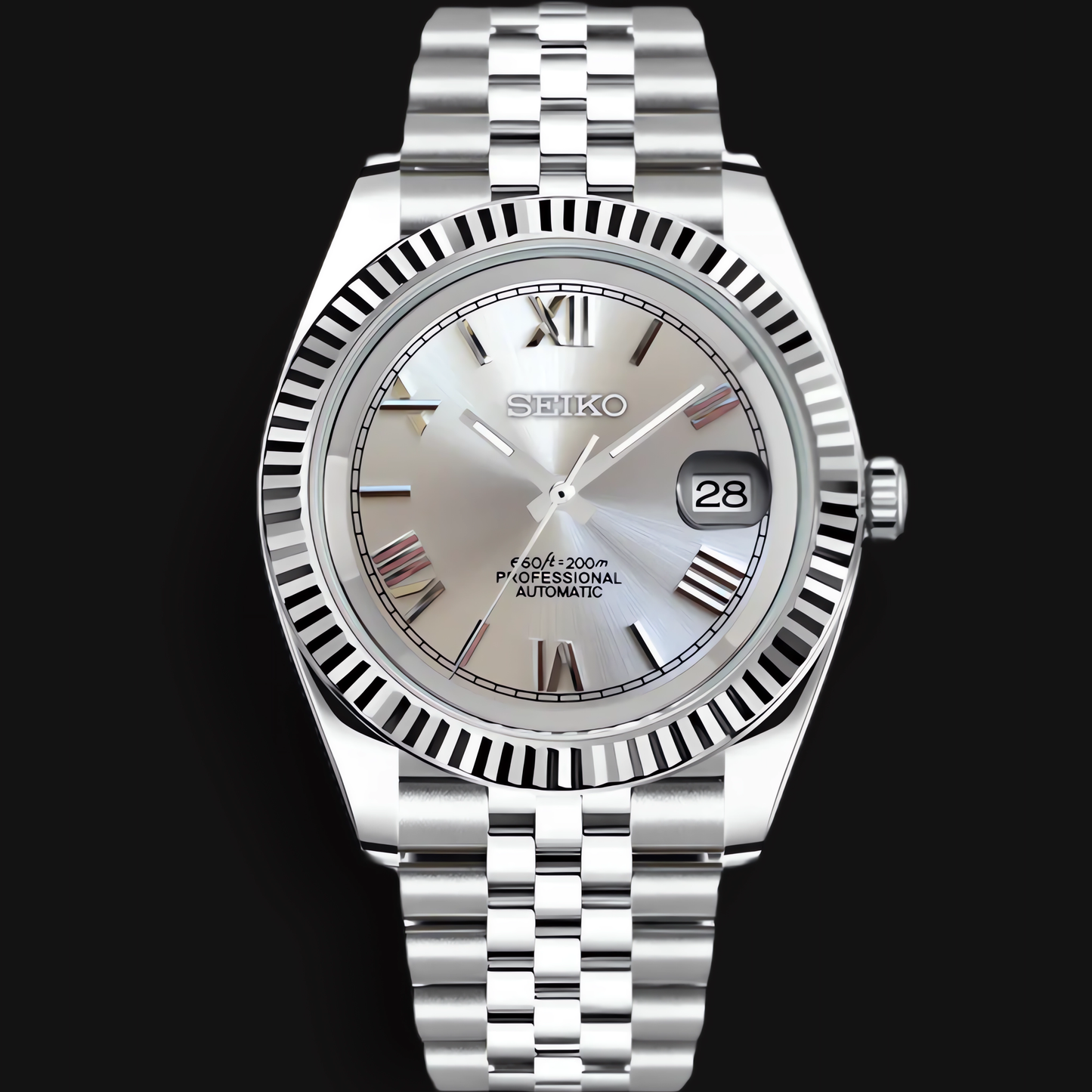 Seiko Mod Datejust „Silber Roman“