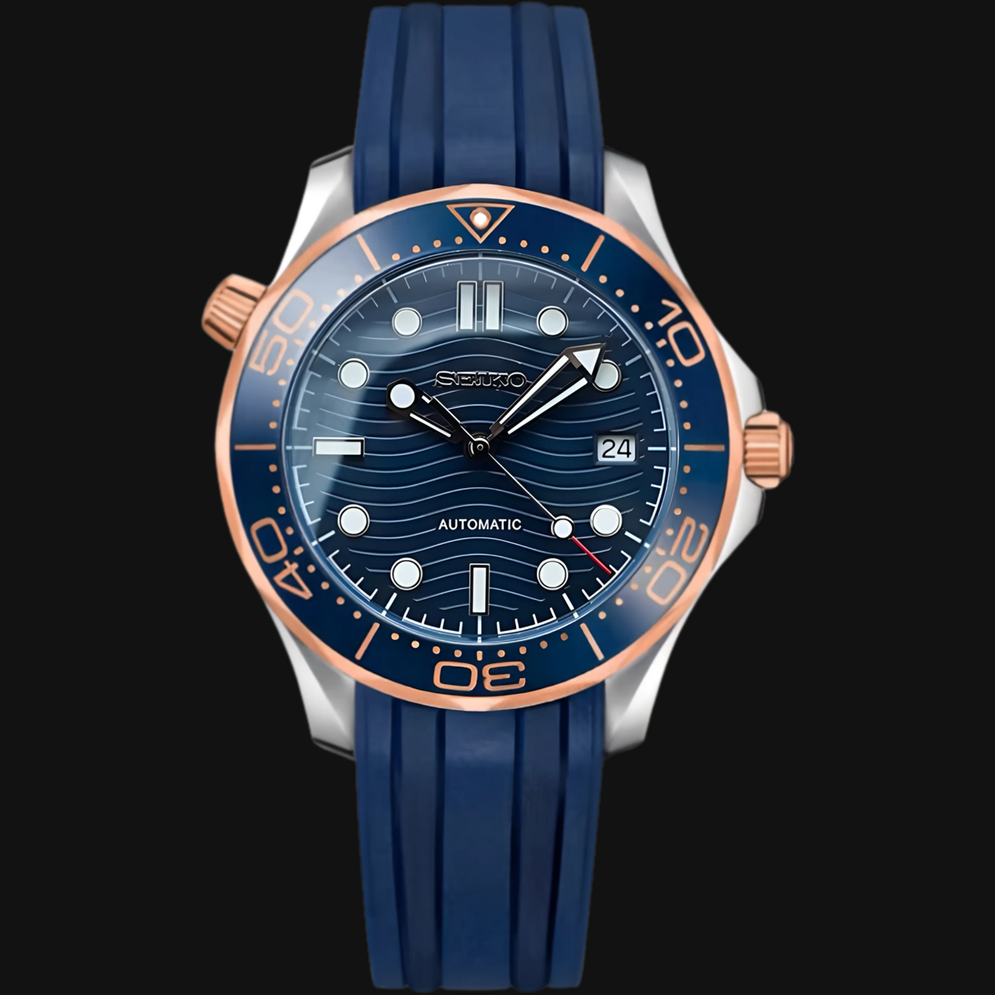 Seiko Mod Seamaster „Roségold & Blau“