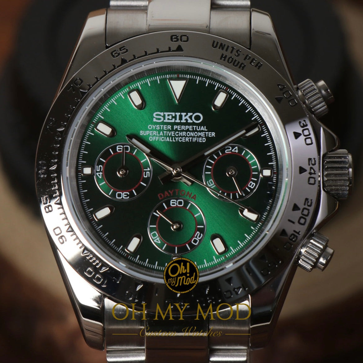 Seiko Mod Daytona "Plata y verde"