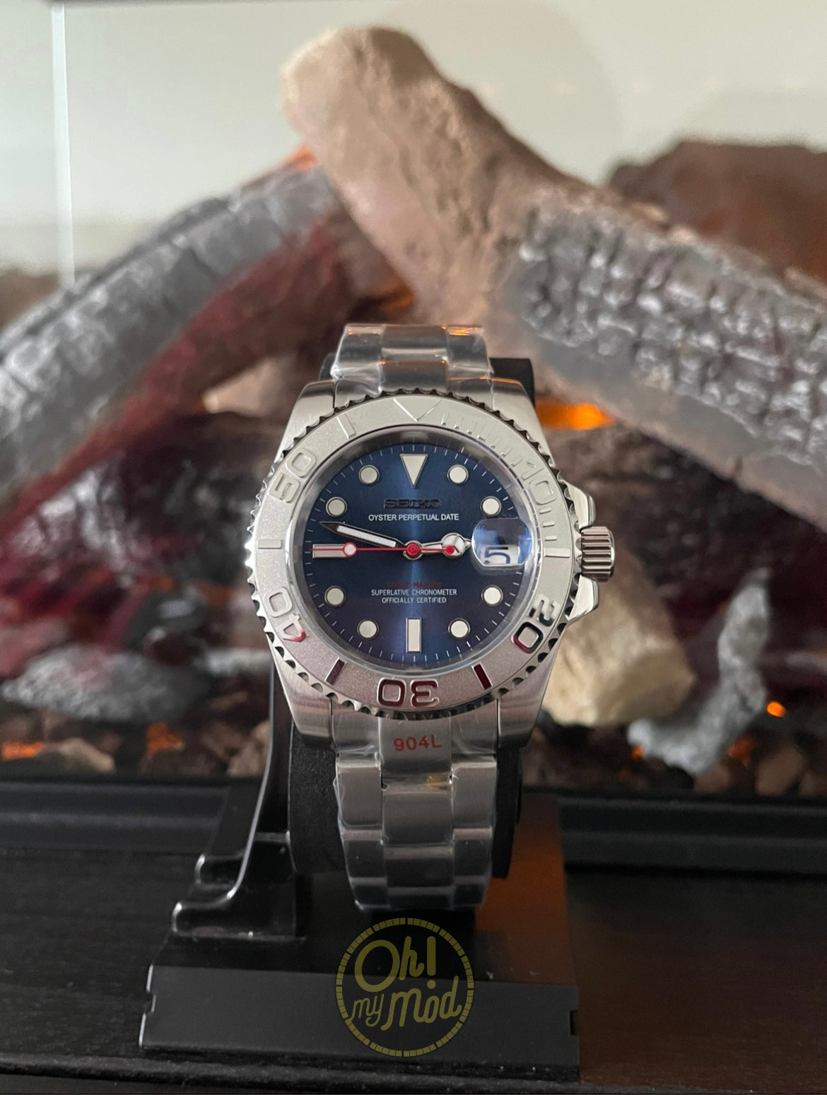 Seiko Mod Yacht Master "Rodio y azul marino"