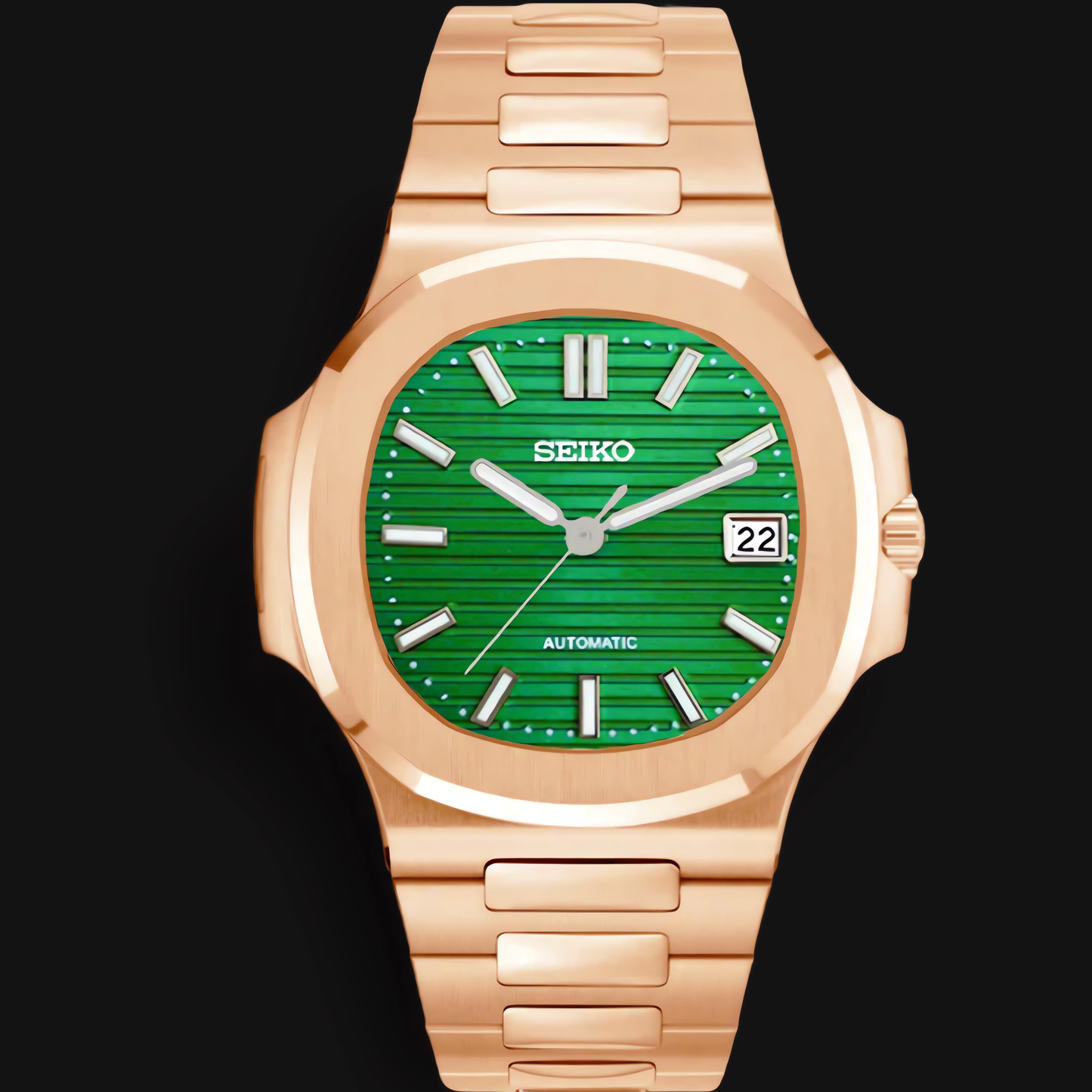 Seiko Mod Nautilus "Oro rosa y verde"