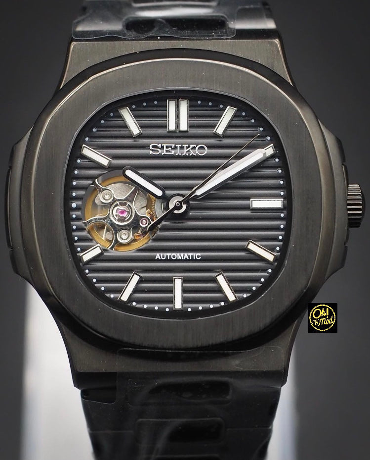 Seiko Mod Nautilus "Corazón abierto negro"