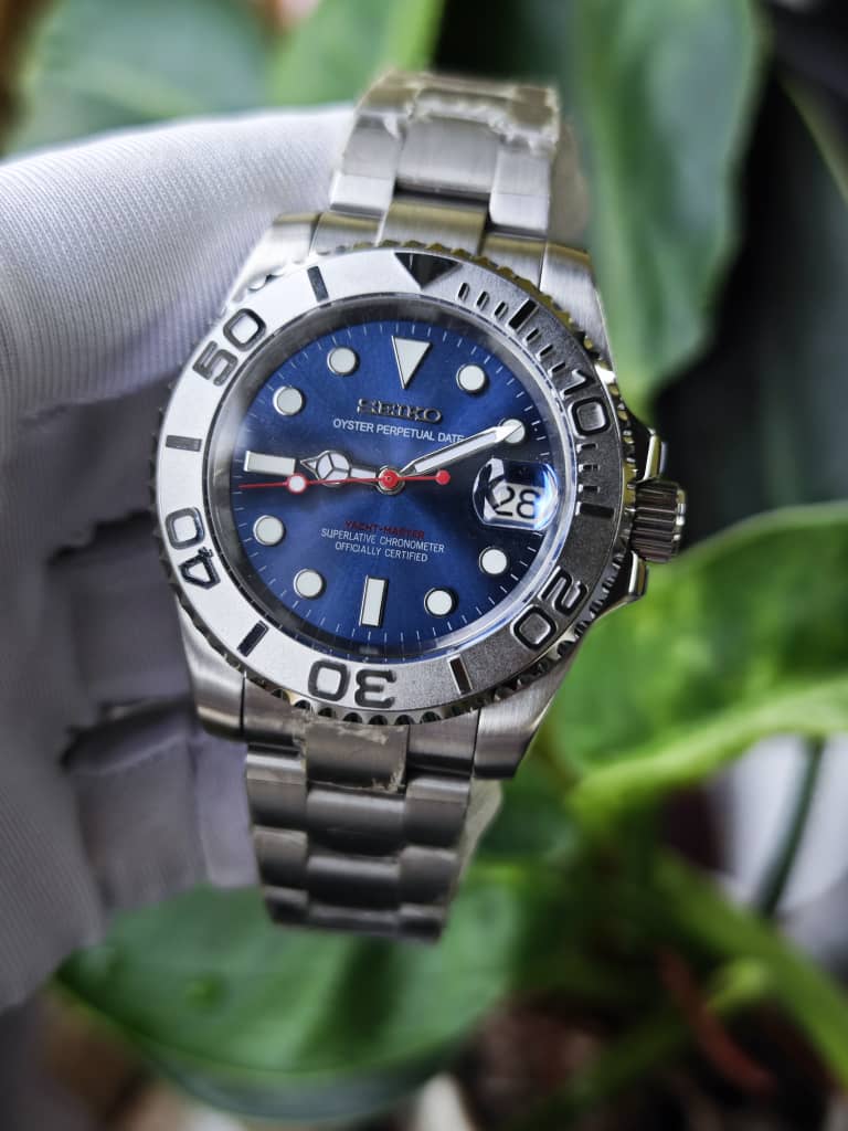 Seiko Mod Yacht Master "Rodio y azul marino"