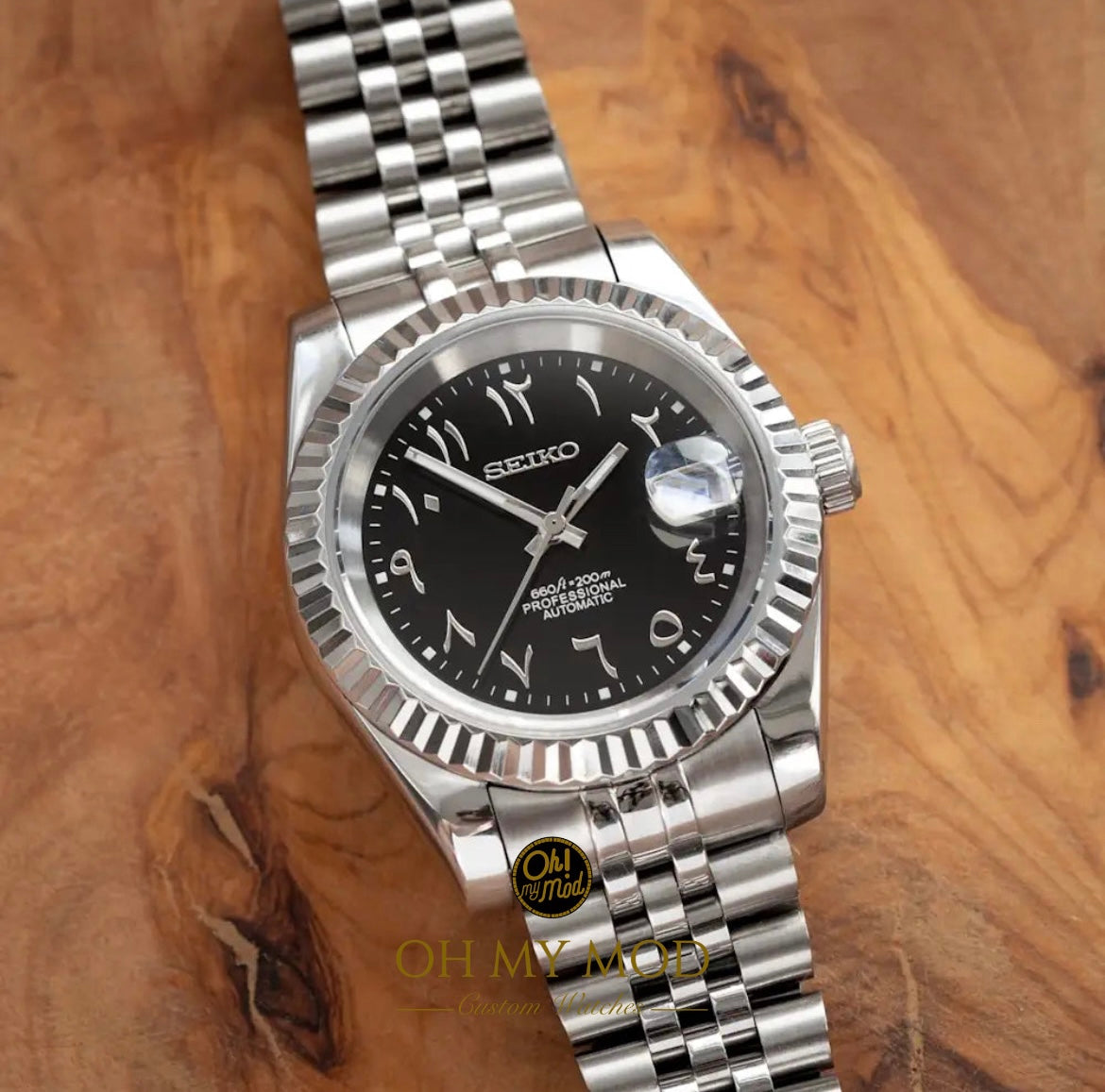 Seiko Mod Datejust "Negro Árabe"