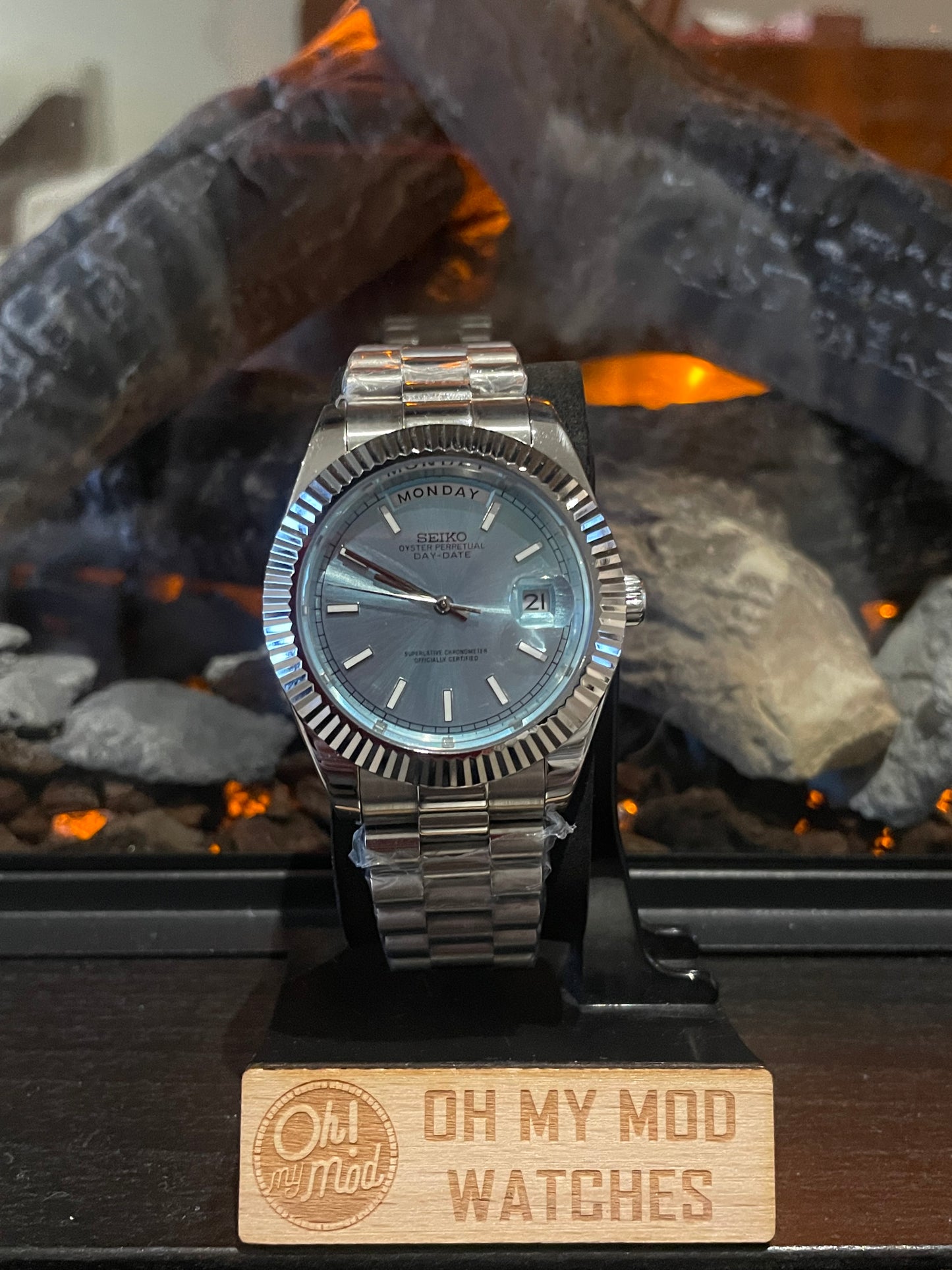 Seiko Mod Daydate "Azul hielo"