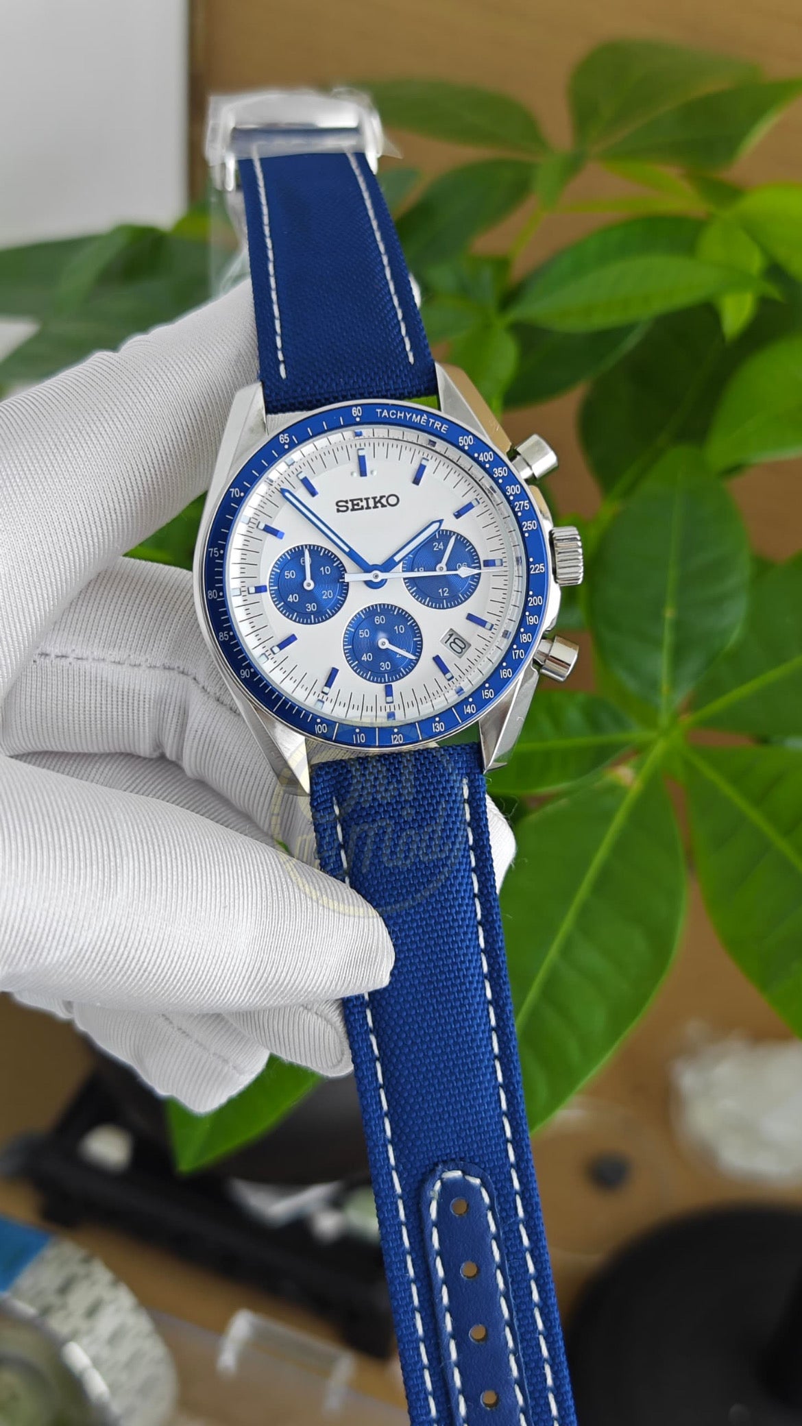 Seiko Mod Speedmaster “Plata y Azul”