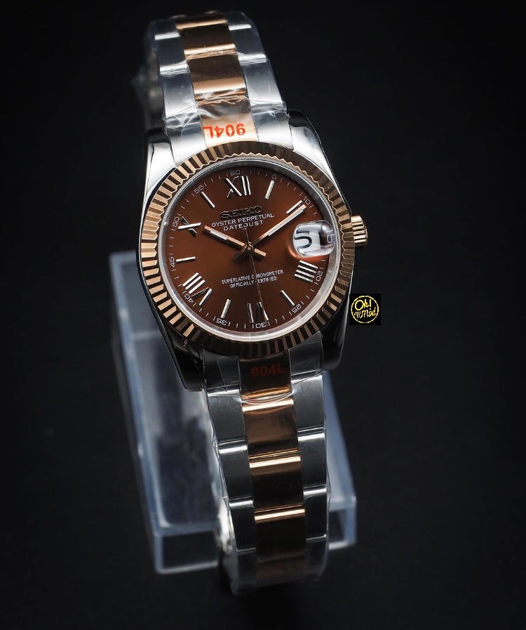 Seiko Mod Datejust "Chocolate Roman" zweifarbig
