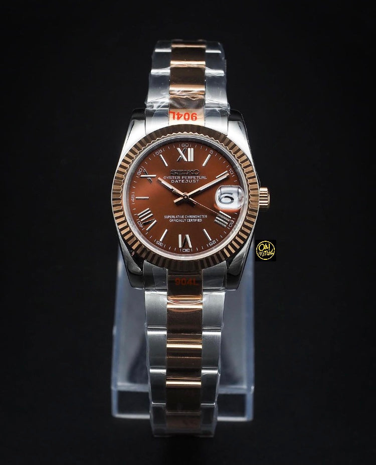 Seiko Mod Datejust "Chocolate Roman" zweifarbig