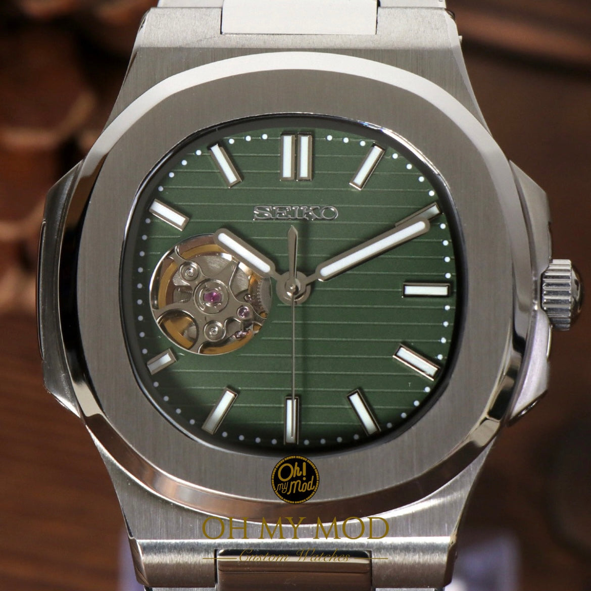 Seiko Mod Nautilus "Corazón abierto verde oliva"