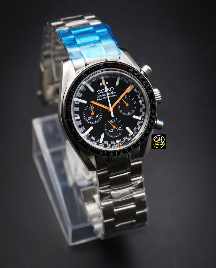 Seiko Mod Speedmaster "Negro y naranja"