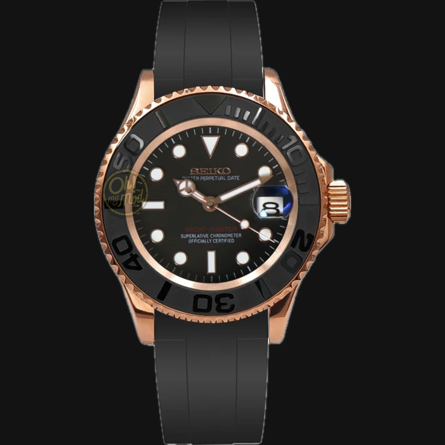 Seiko Mod Yacht Master "Oro rosa y negro"