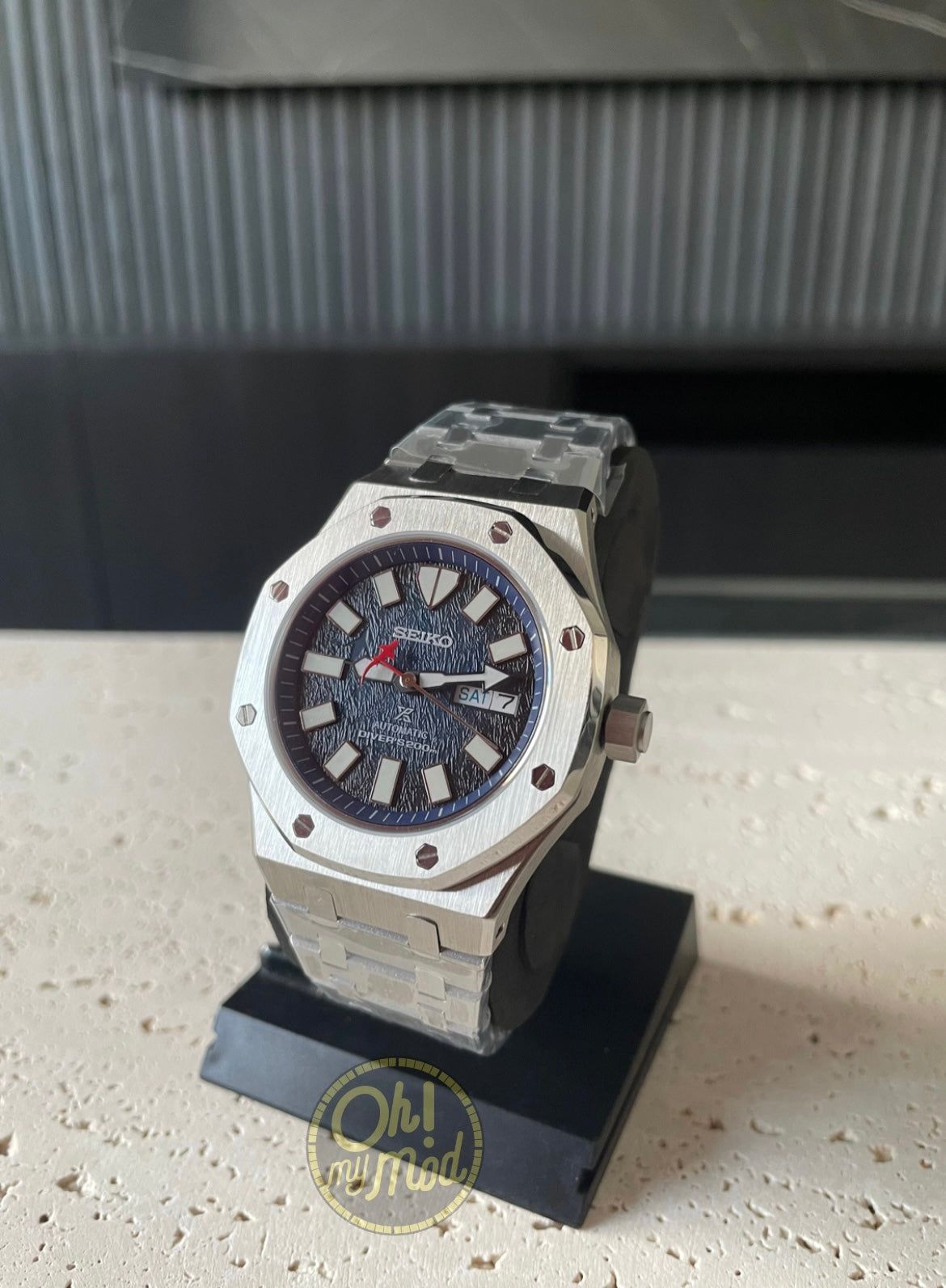 Seiko Mod Royal Oak Daydate “Deep Blue Shark” (reloj totalmente personalizado)