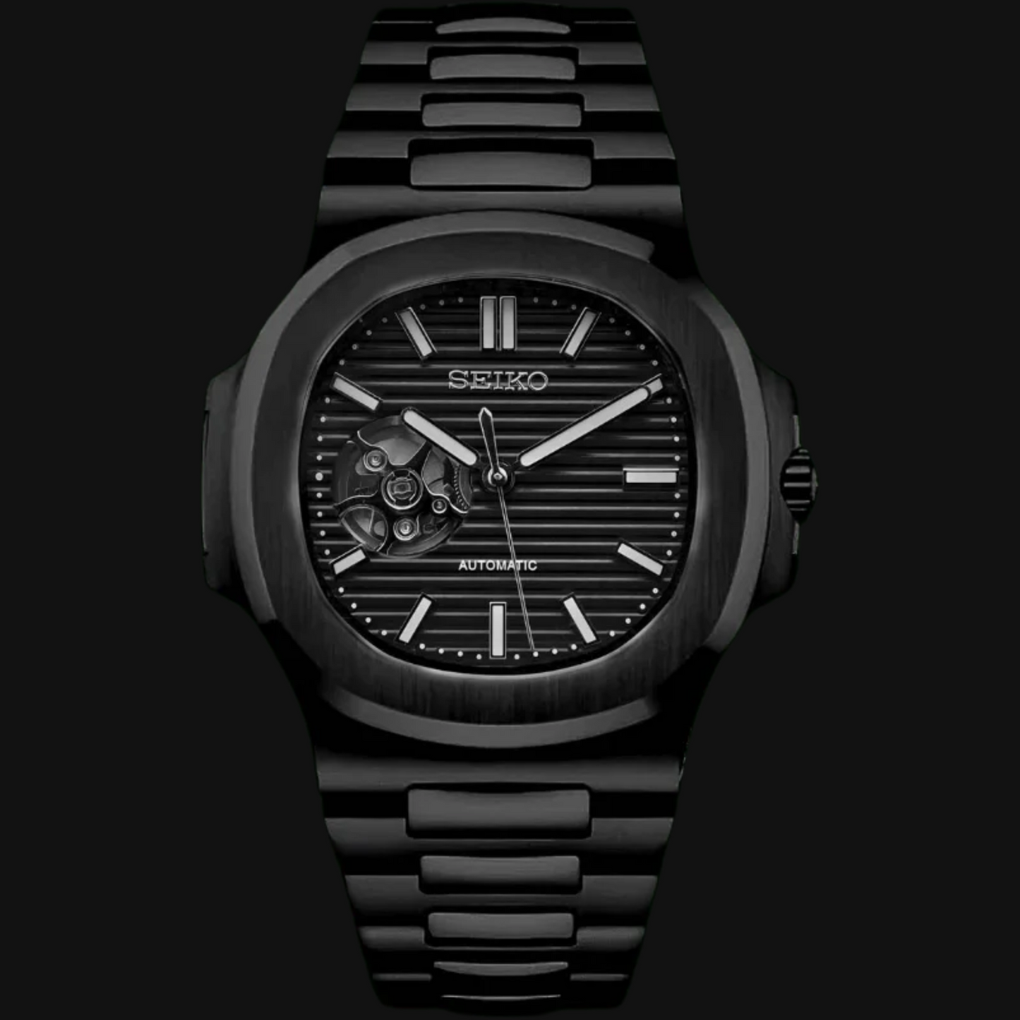 Seiko Mod Nautilus "Corazón abierto negro"