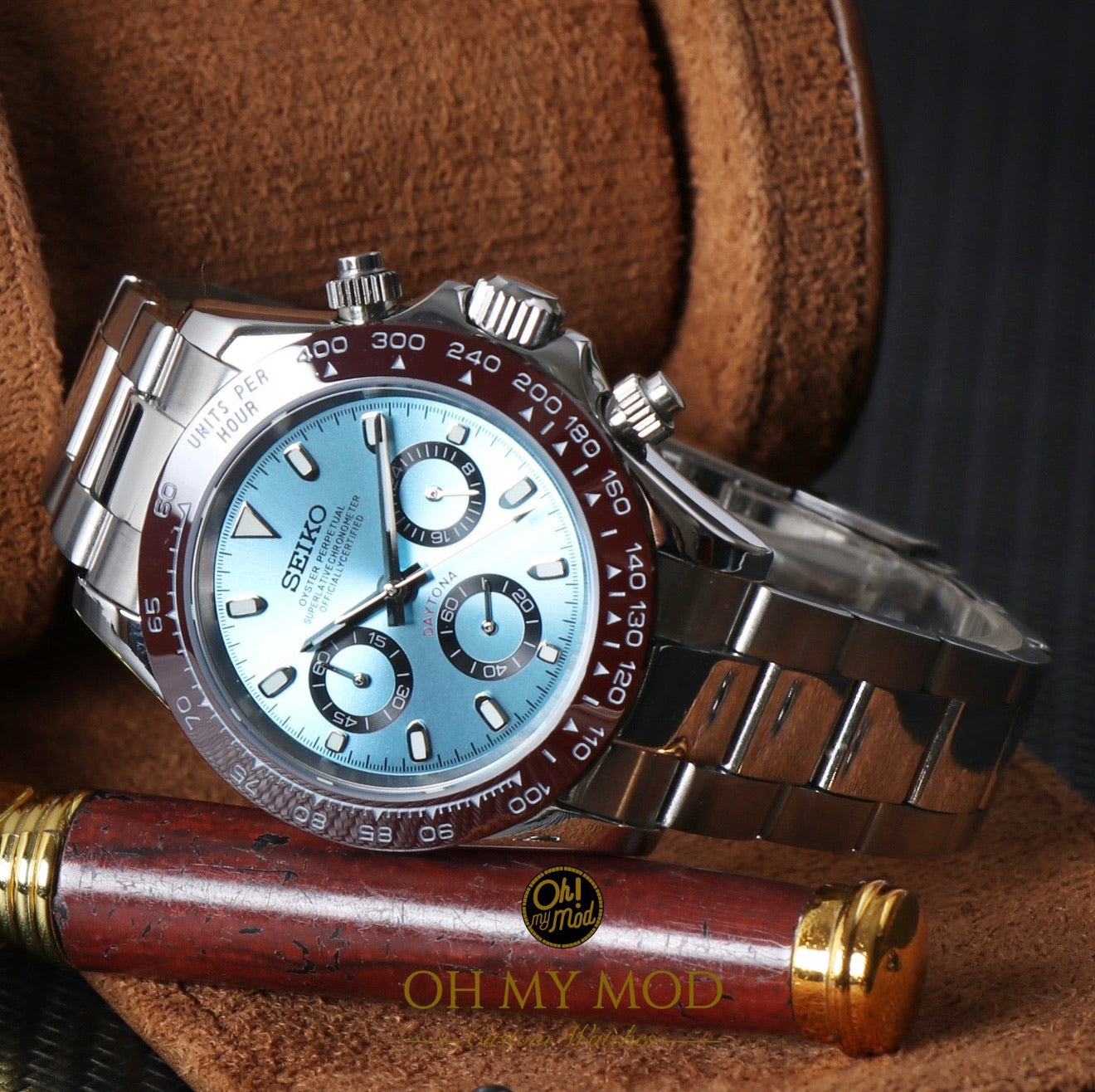 Seiko Mod Daytona "Azul hielo platino"