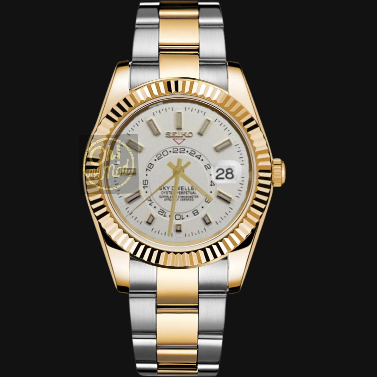 Seiko Mod Sky Dweller „Weiß“ zweifarbig Silber & Gold