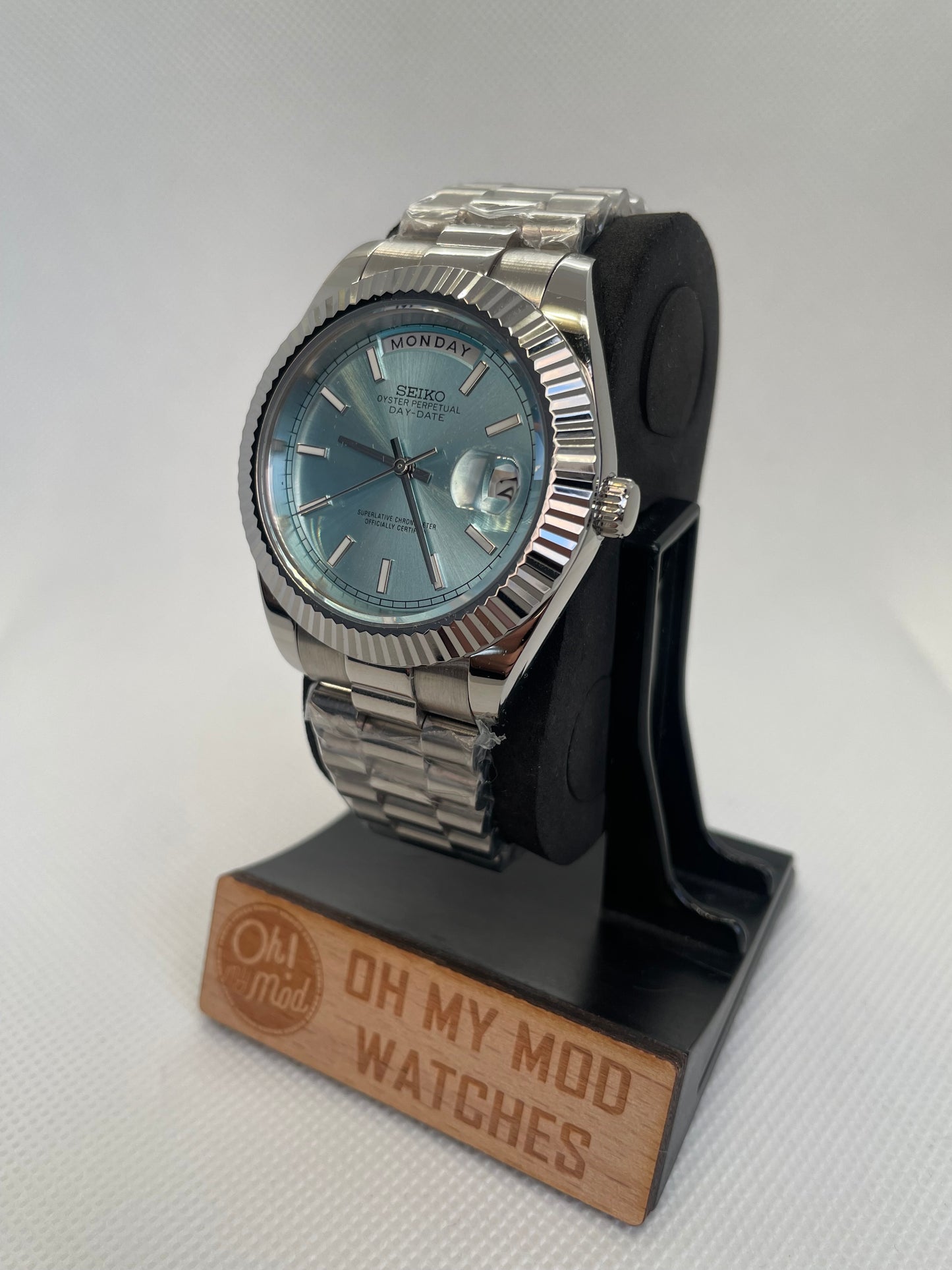 Seiko Mod Daydate "Azul hielo"