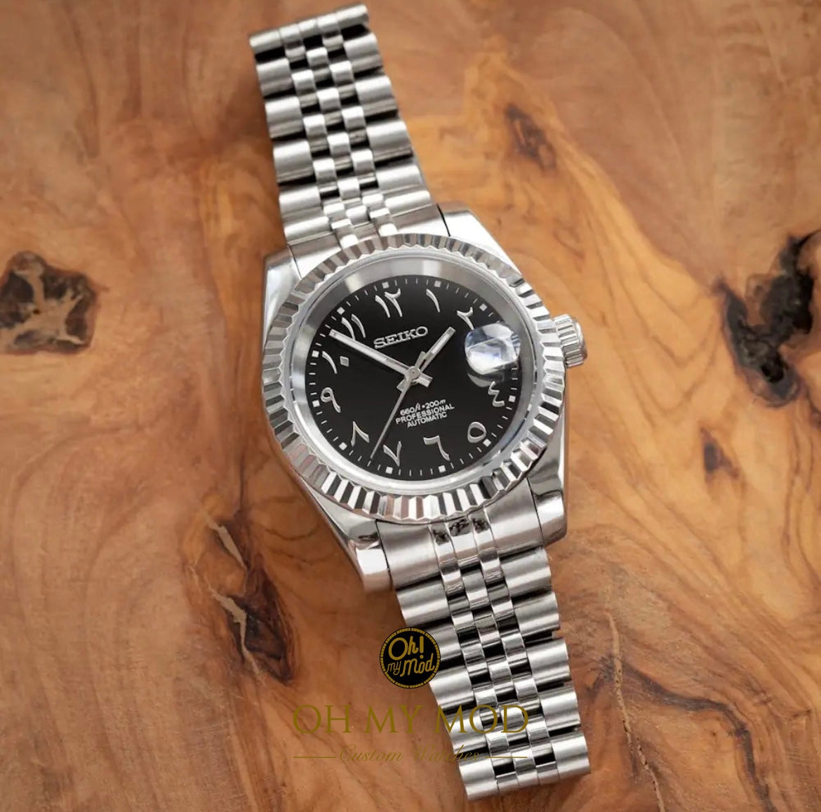 Seiko Mod Datejust "Negro Árabe"