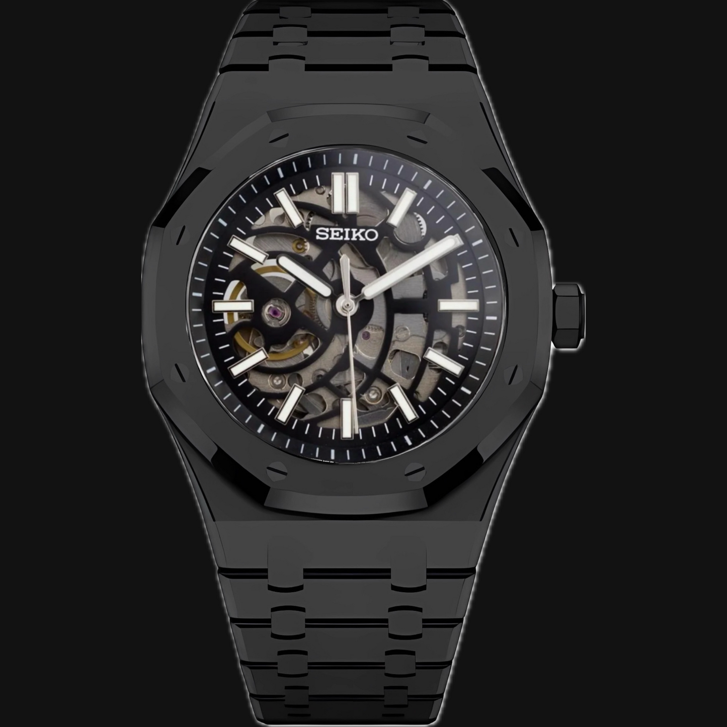 Seiko Mod Royal Oak "Esqueleto negro"