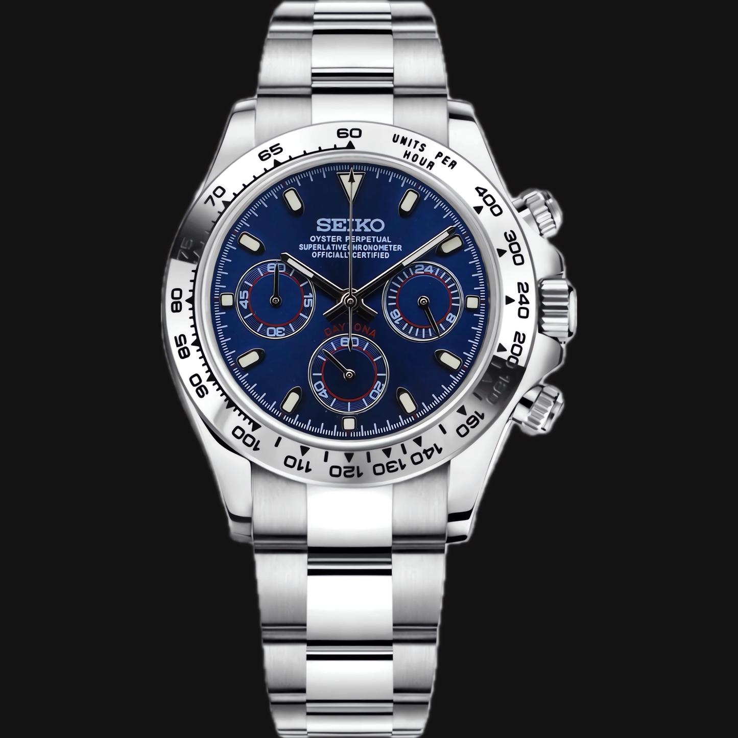 Seiko Mod Daytona "Plata y azul marino"