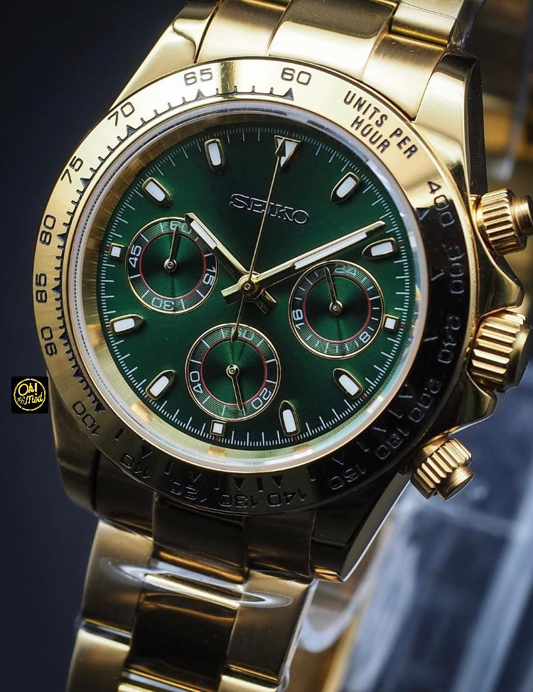 Seiko Mod Daytona „John Mayer Gold & Grün“