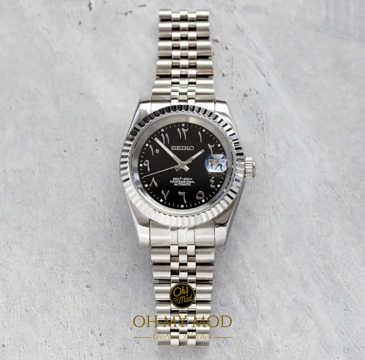 Seiko Mod Datejust "Negro Árabe"