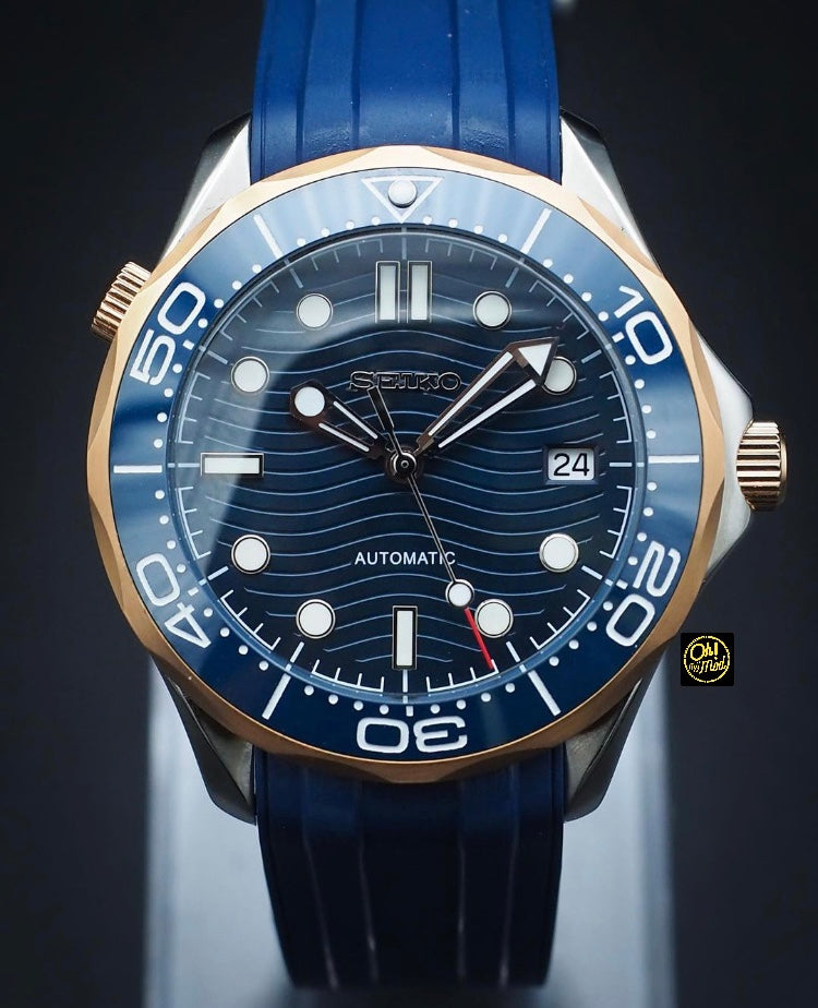 Seiko Mod Seamaster „Roségold & Blau“