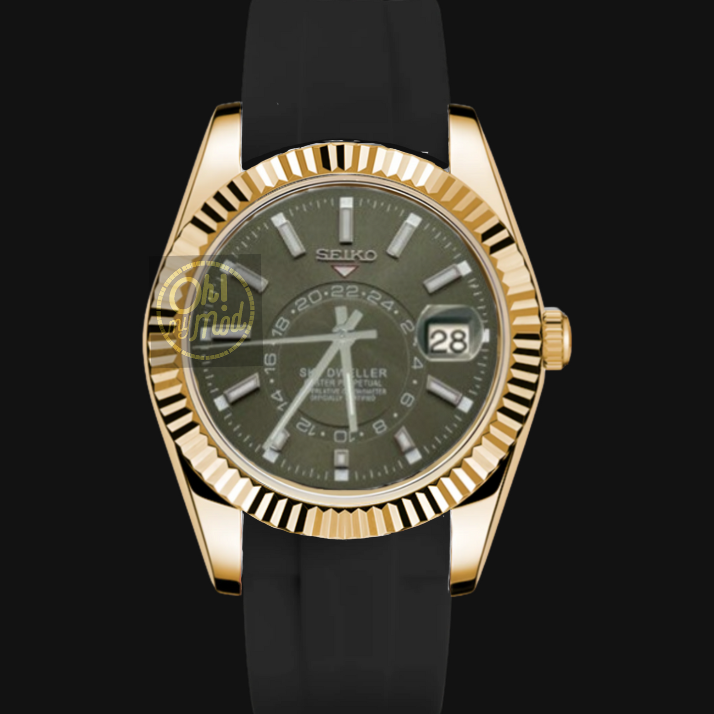 Seiko Mod Sky Dweller „Grün & Gold“ Kautschukarmband