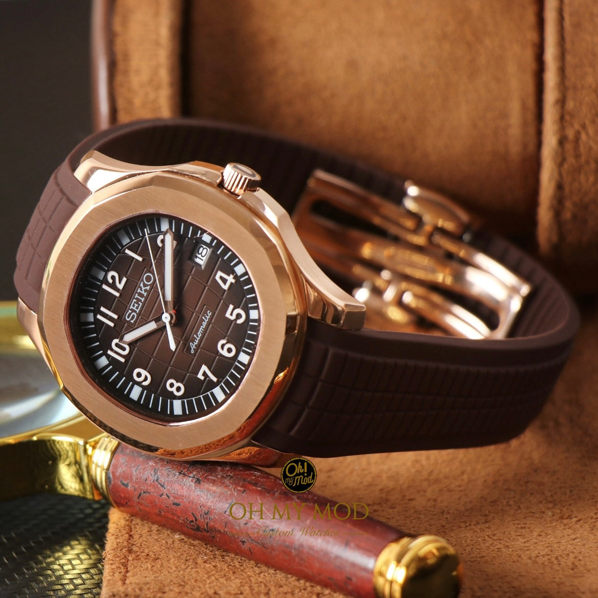 Seiko Mod Aquanaut "Oro rosa y chocolate"