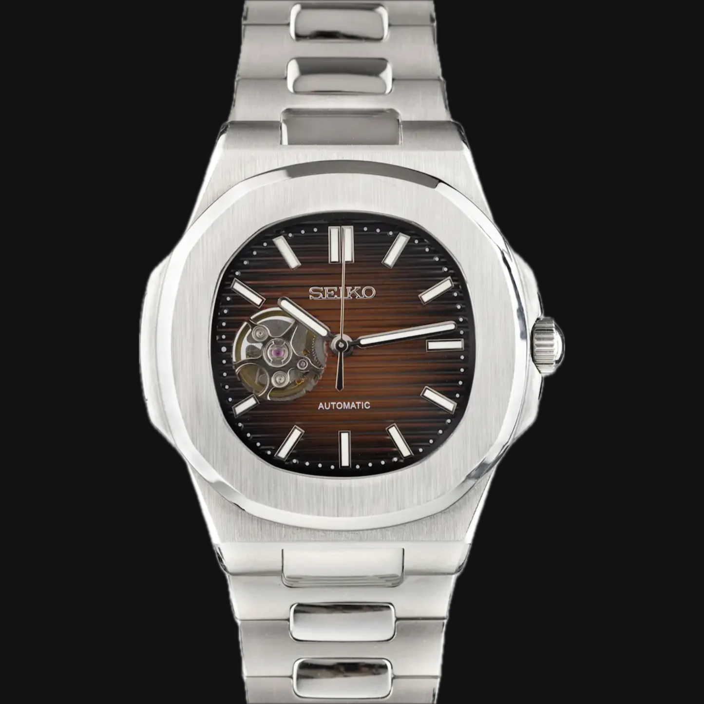 Seiko Mod Nautilus "Marrón" Corazón abierto