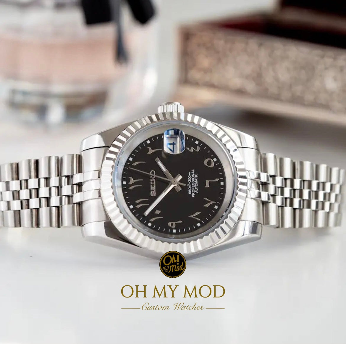 Seiko Mod Datejust "Negro Árabe"