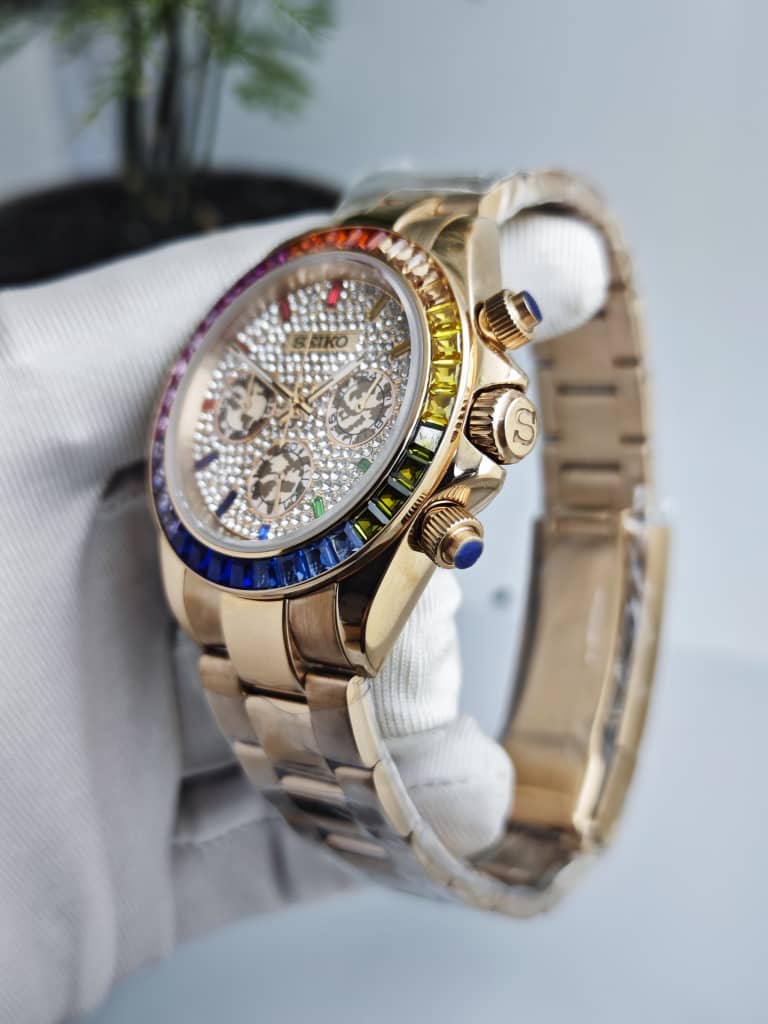 Seiko Mod Daytona "Esfera Bussdown arcoíris en oro rosa"