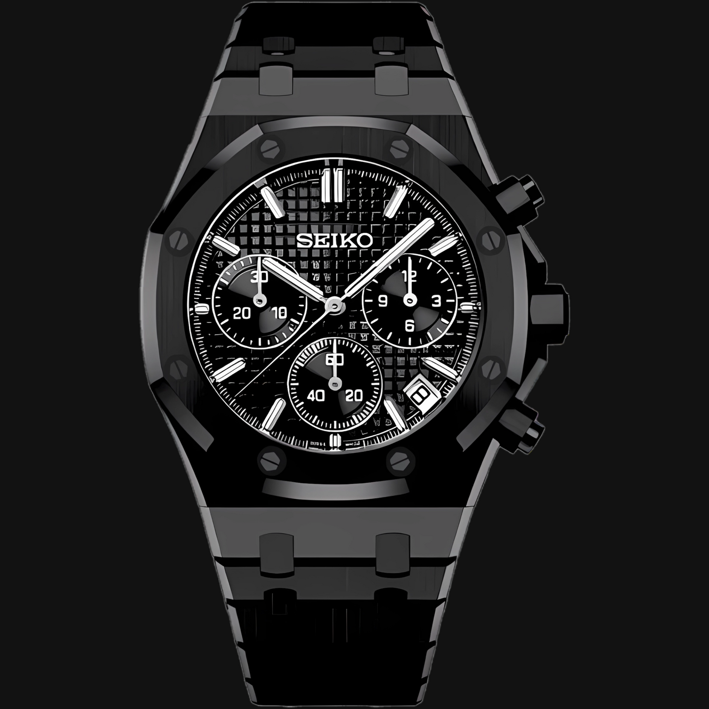 Seiko Mod Royal Oak „Triple Black Chronograph“