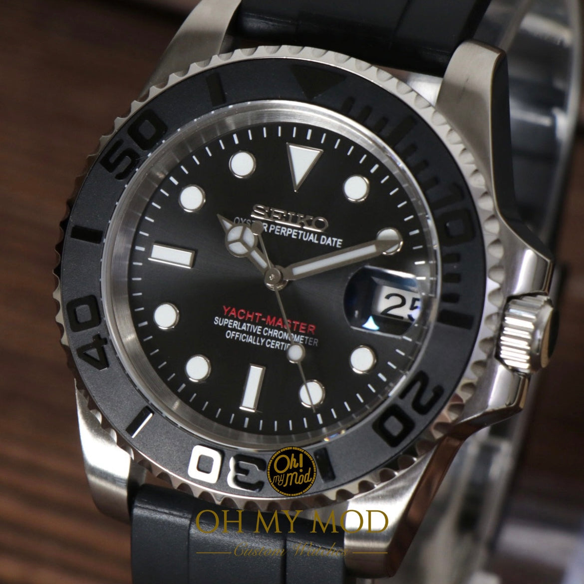 Seiko Mod Yacht Master „Silber & Schwarz“