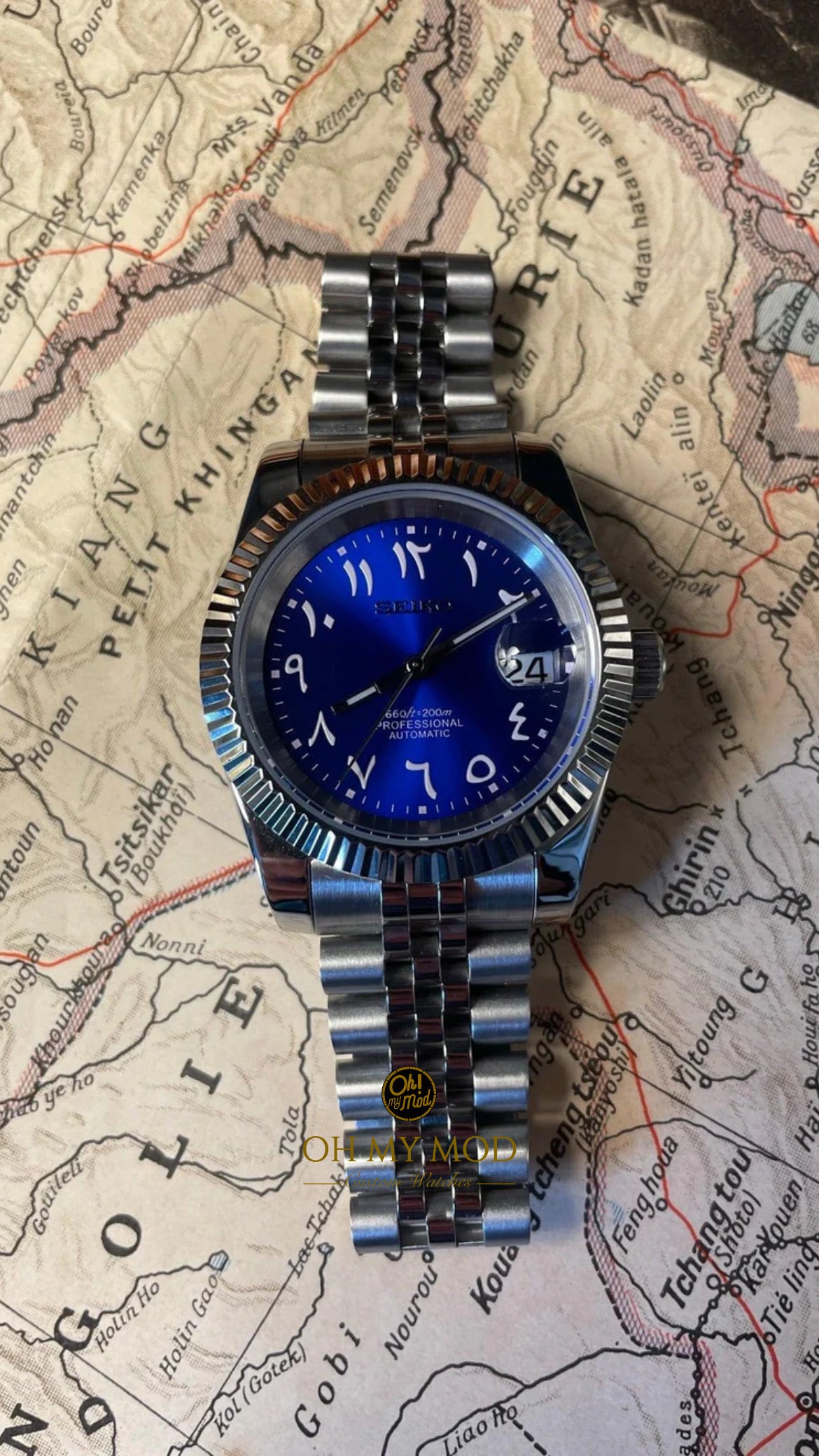 Seiko Mod Datejust „Blaues Arabisch“