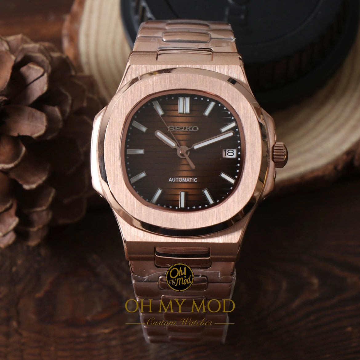 Seiko Mod Nautilus "Oro rosa y chocolate"