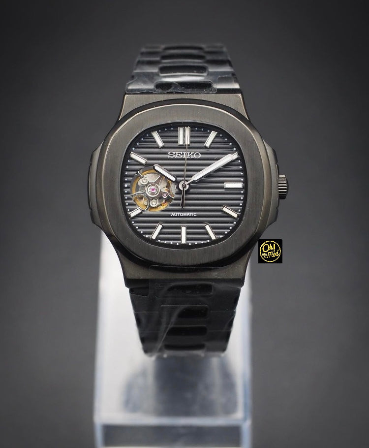 Seiko Mod Nautilus "Corazón abierto negro"
