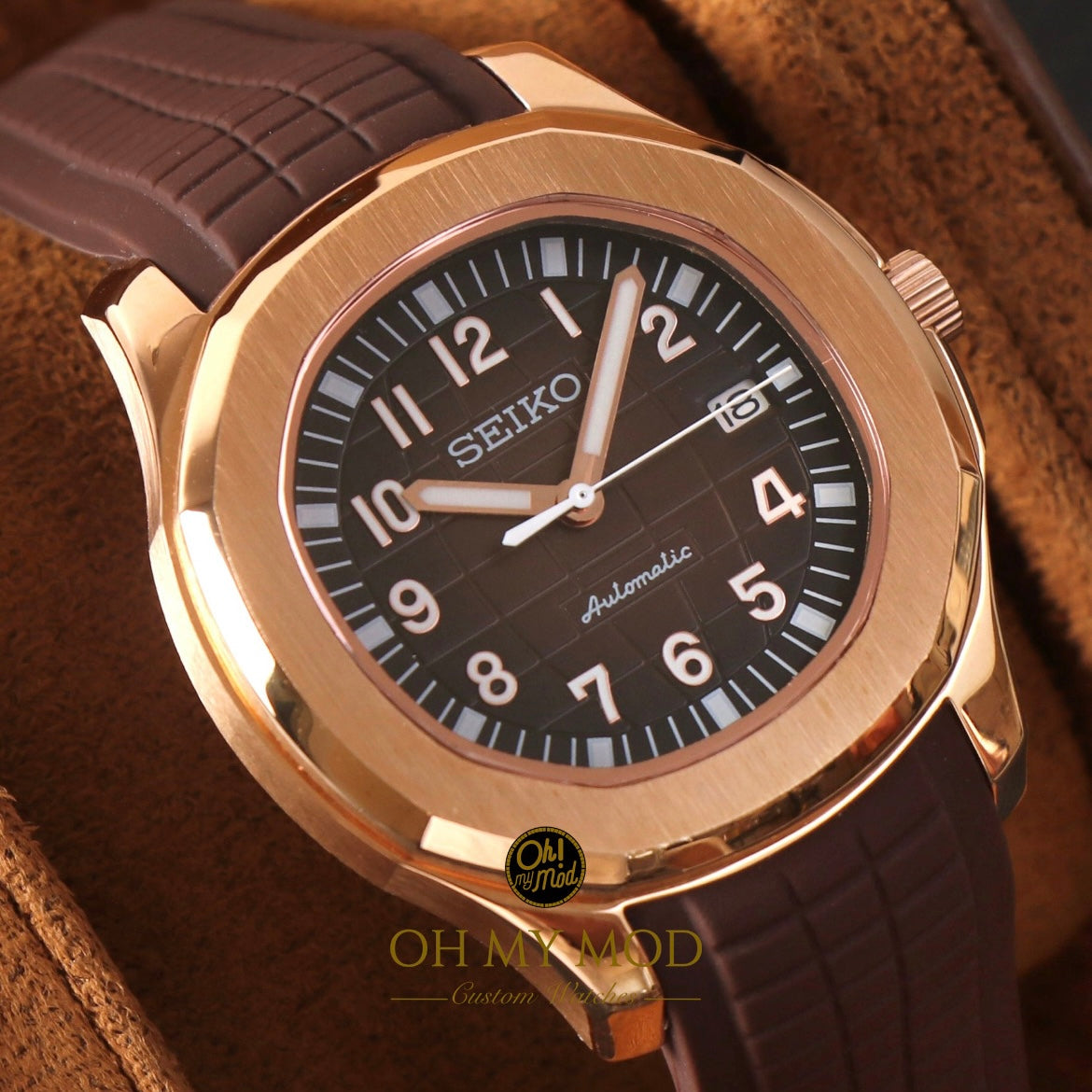 Seiko Mod Aquanaut "Oro rosa y chocolate"