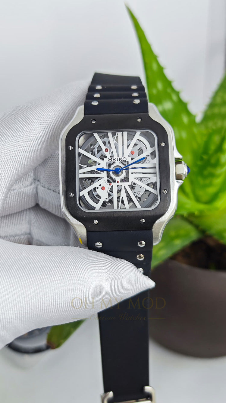 Laser engraving on the case back of a custom MOD watch