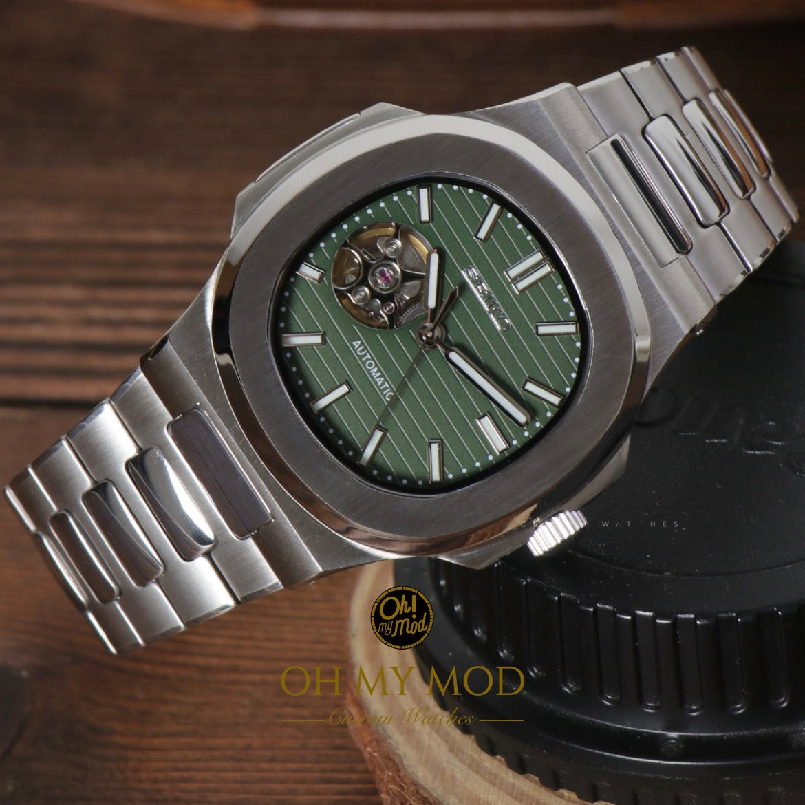 Seiko Mod Nautilus "Corazón abierto verde oliva"