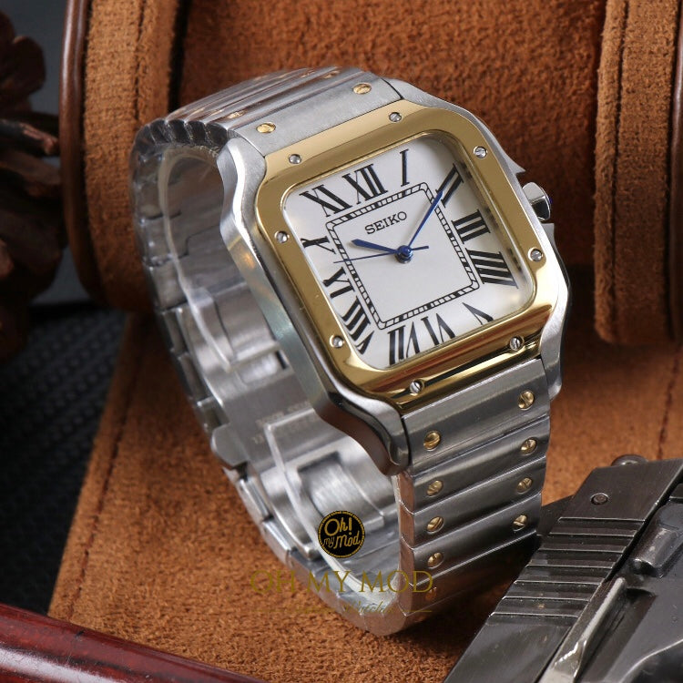 Seiko Mod Santos "Plata y Oro"