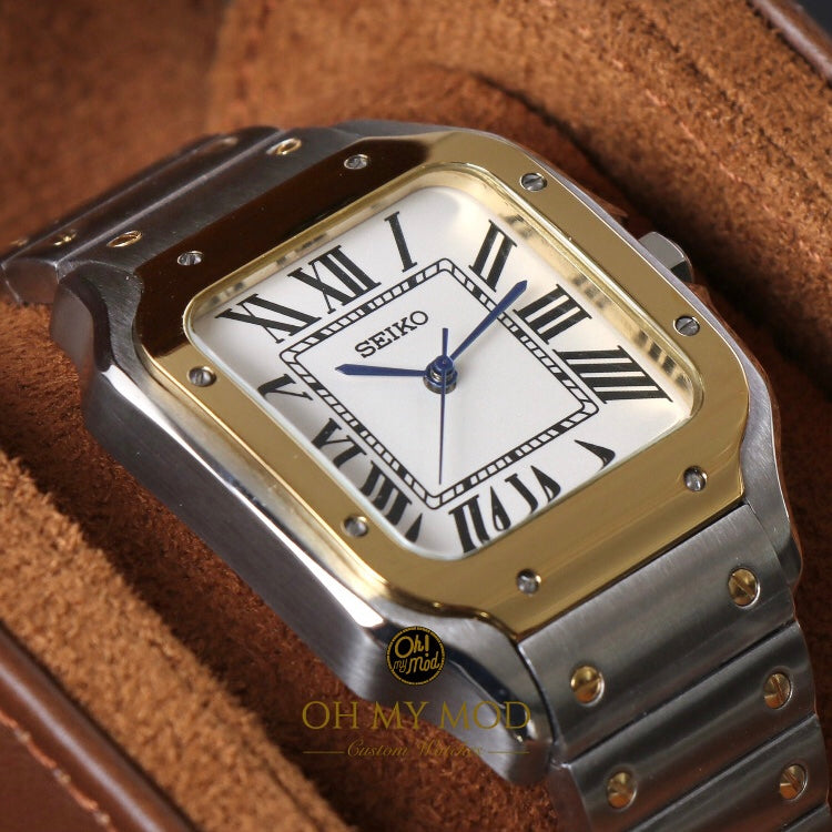 Seiko Mod Santos "Plata y Oro"