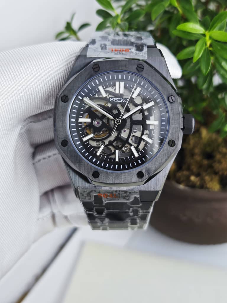 Seiko Mod Royal Oak "Esqueleto negro"