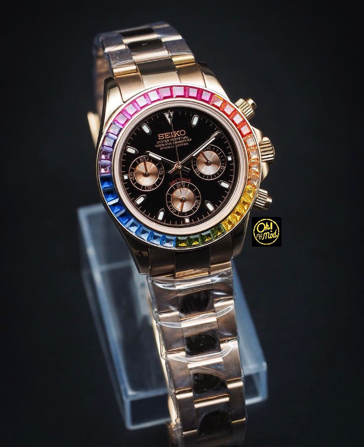 Seiko Mod Daytona „Roségold-Regenbogen“
