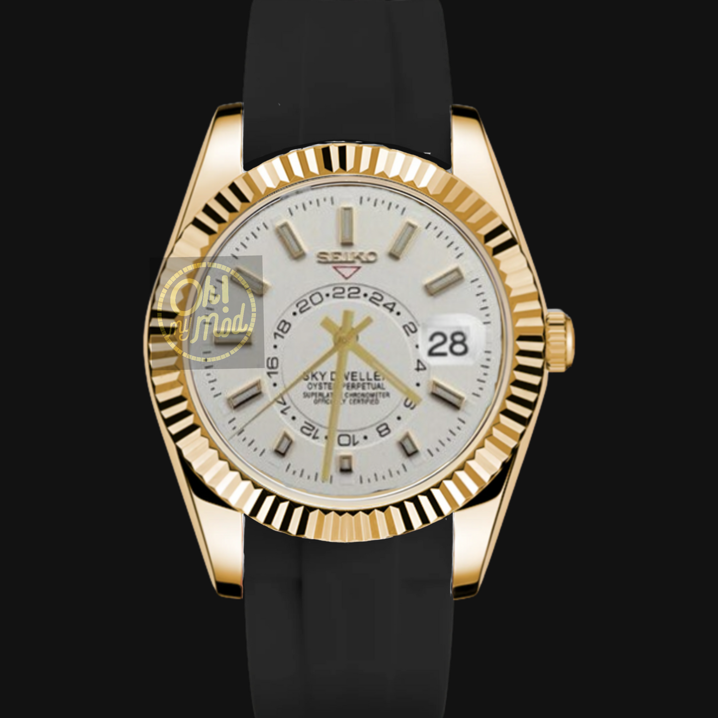Seiko Mod Sky Dweller „Weiß“ zweifarbig Silber & Gold