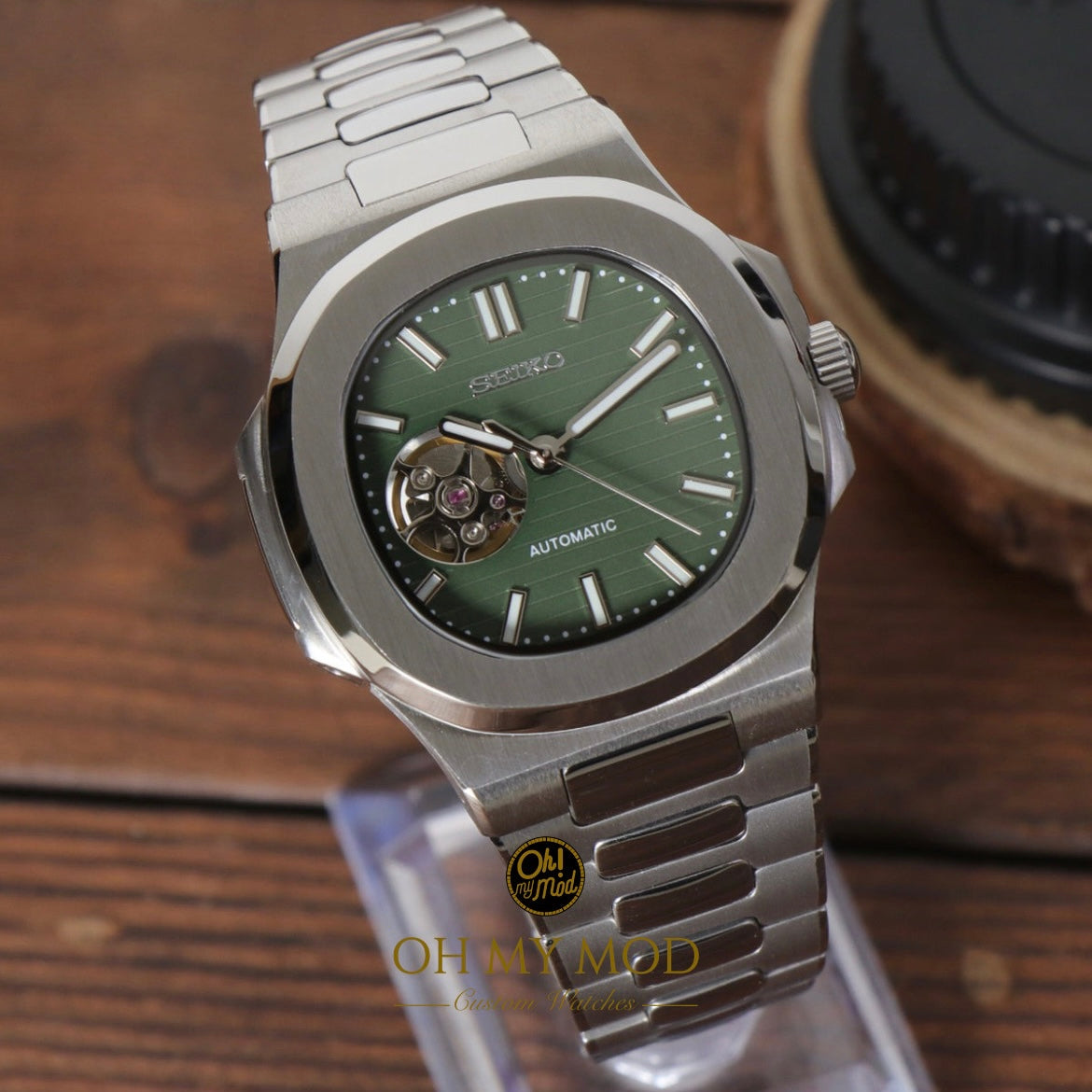 Seiko Mod Nautilus "Corazón abierto verde oliva"